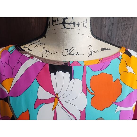 Trina Turk Womens Small Tropical Floral Swim Spa Tunic Cover Up Resort Dress - Picture 4 of 7